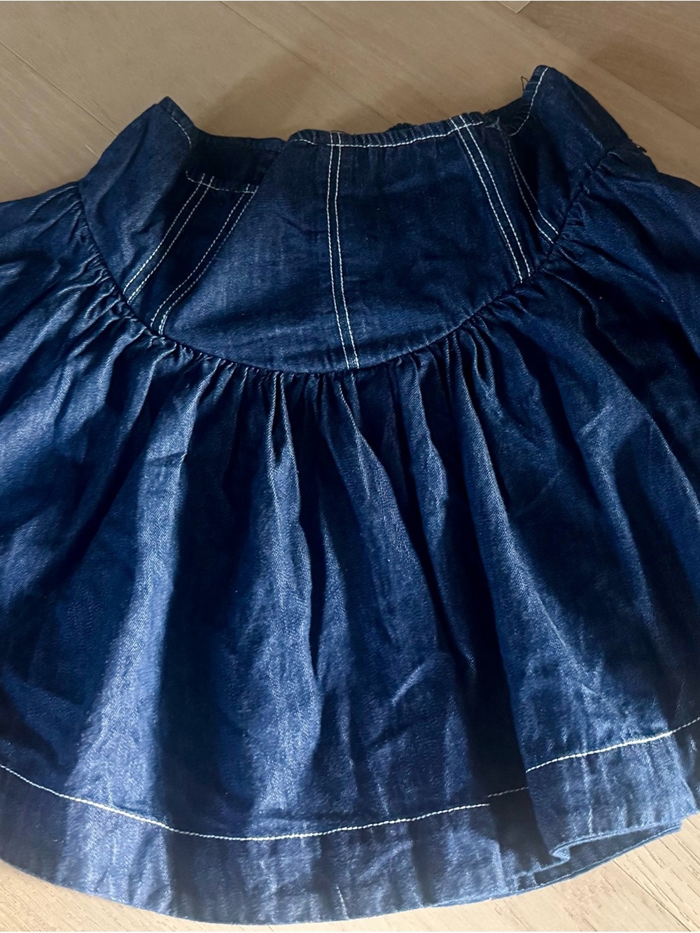 Anthropologie Dark Blue Tiered Denim Mini Skirt/Skort